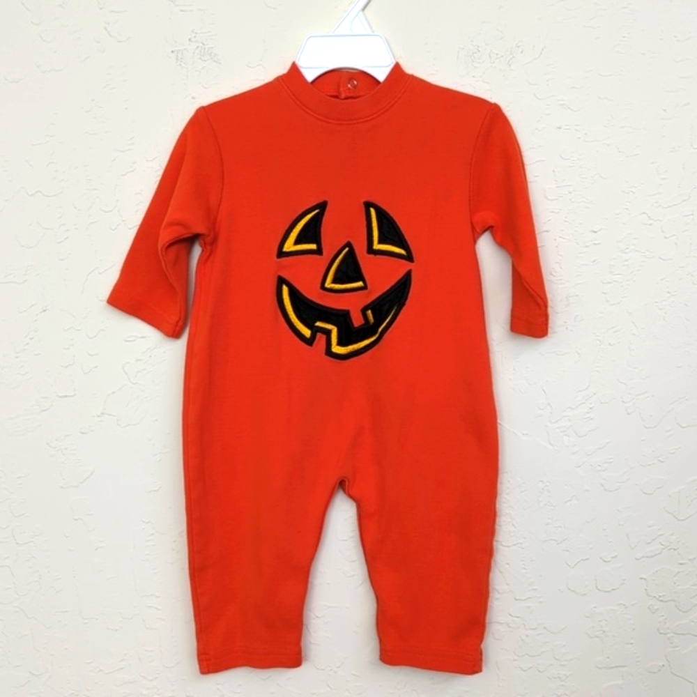 Mandal Bay Baby Orange Jack O Lantern Cotton Halloween Onesie Size 6 Months